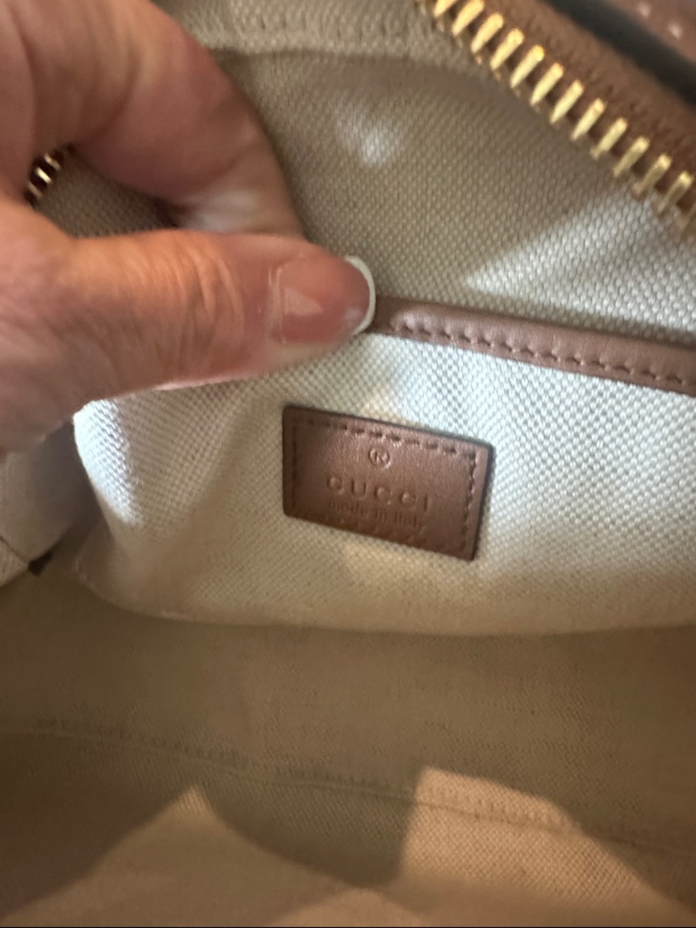 Gucci Beige GG Supreme Canvas and Brown Leather Crossbody Bag - Picture 10 of 12